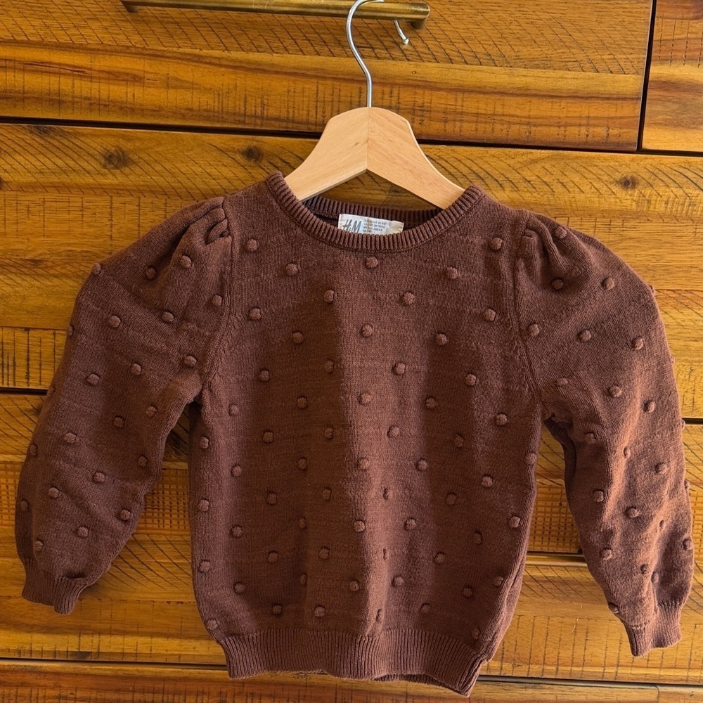 Brown Kids Sweater with Textured Dots